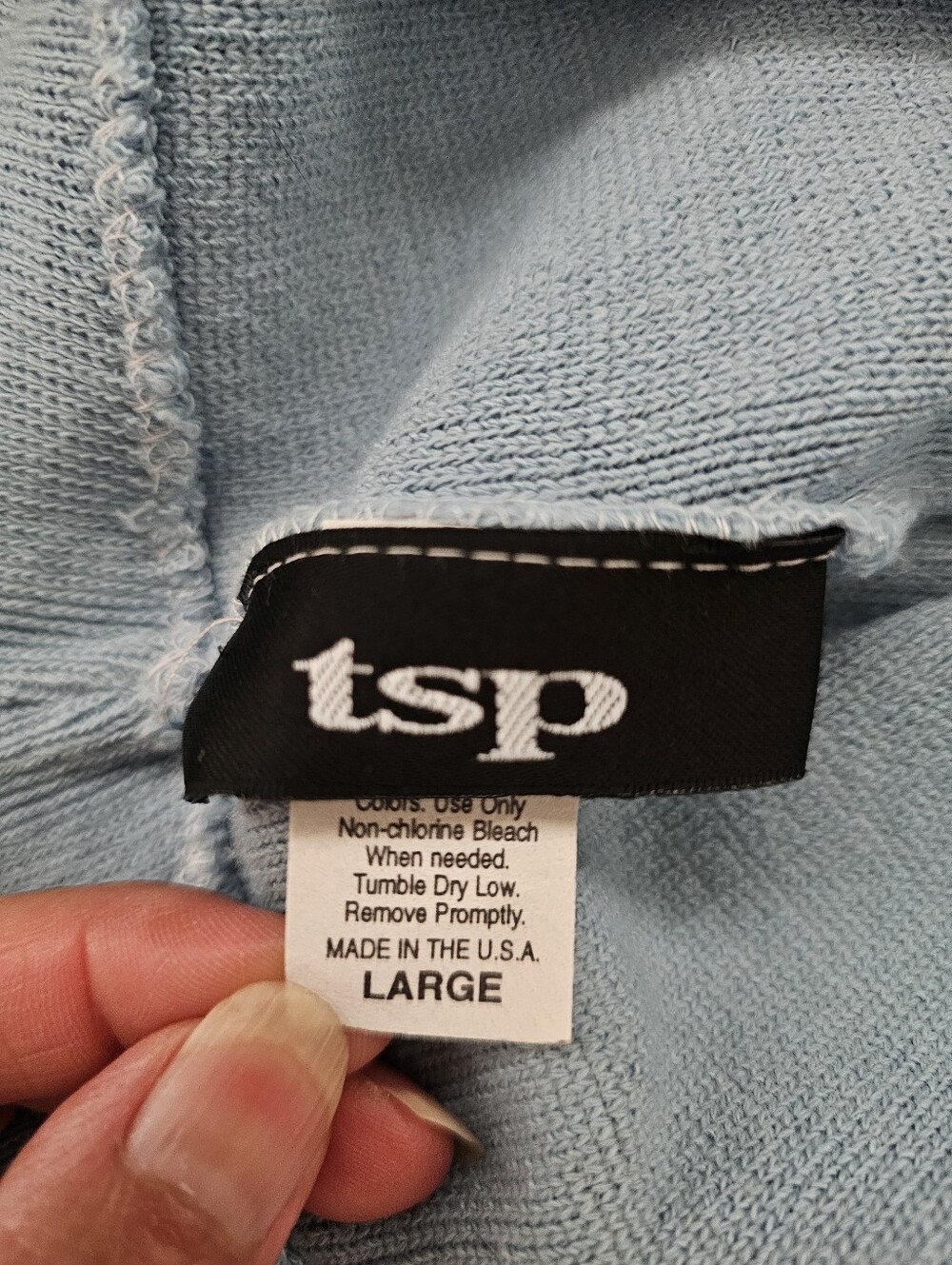 Vintage 90s TSP baby blue knit tube top strapless bandeau made in USA